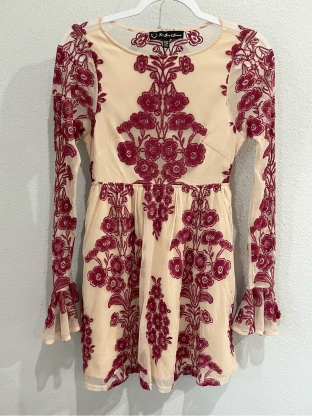 For Love And Lemons Embroidered Ethereal Dress Feminine Red